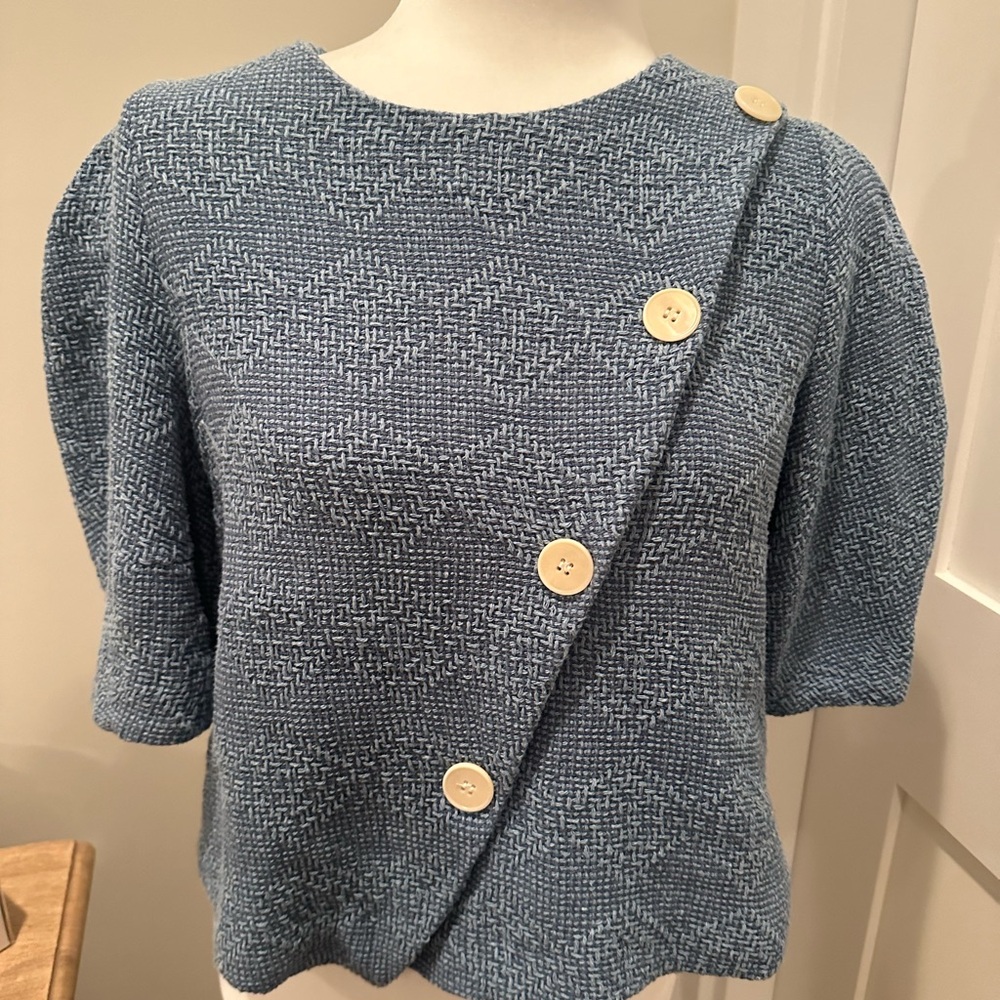 Zara trf Collection Short Sleeve Tweed Top